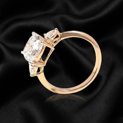 2.17 ct Cushion-Cut Diamond Ring with Side Accent Stones