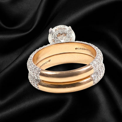 3.37 ct Solitaire Lab-Grown Diamond Ring Set with Pavé Bands