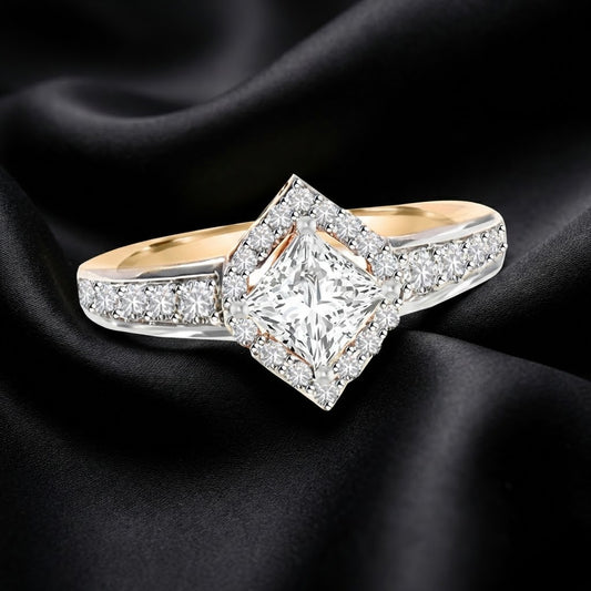 1 ct Princess-Cut Lab-Grown Diamond Ring with Accent Stones