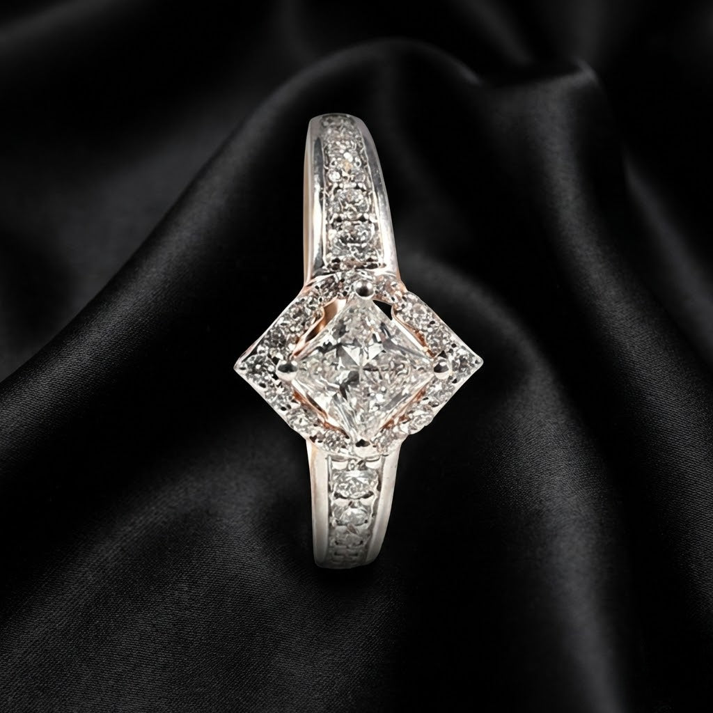 1 ct Princess-Cut Lab-Grown Diamond Ring with Accent Stones