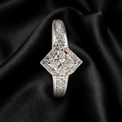 1 ct Princess-Cut Lab-Grown Diamond Ring with Accent Stones