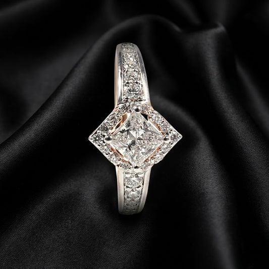 1 ct Princess-Cut Lab-Grown Diamond Ring with Accent Stones