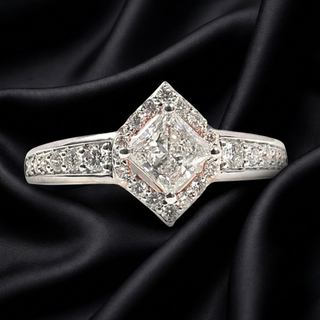 1 ct Princess-Cut Lab-Grown Diamond Ring with Accent Stones