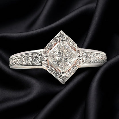 1 ct Princess-Cut Lab-Grown Diamond Ring with Accent Stones