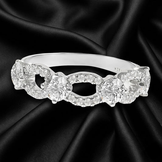 1.4 ct White Gold Loop Diamond Ring with Alternating Round Brilliant Diamonds