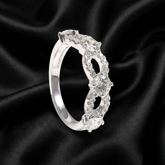1.4 ct White Gold Loop Diamond Ring with Alternating Round Brilliant Diamonds