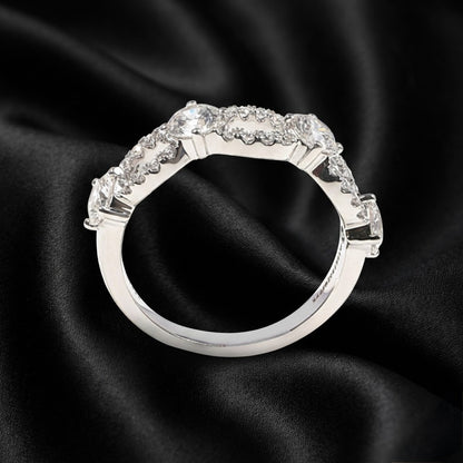 1.4 ct White Gold Loop Diamond Ring with Alternating Round Brilliant Diamonds