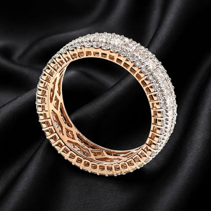 Rose Gold Eternity Band with 1.59 ct of Princess-Cut Diamonds and Round Diamonds