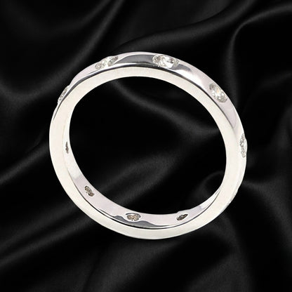 White Gold Band with 0.80 ct Round Cut Diamonds in Flush Setting