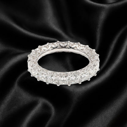 3.76 ct Princess Lab Grown Diamond Eternity Band with Side Heart motifs
