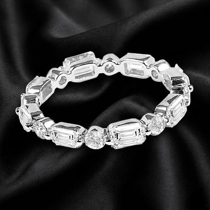 2.14 Carat Lab-Grown Emerald-Cut and Round Diamond Band