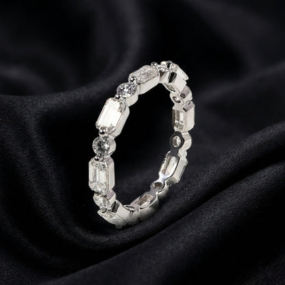 2.14 Carat Lab-Grown Emerald-Cut and Round Diamond Band