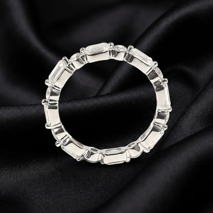 2.14 Carat Lab-Grown Emerald-Cut and Round Diamond Band