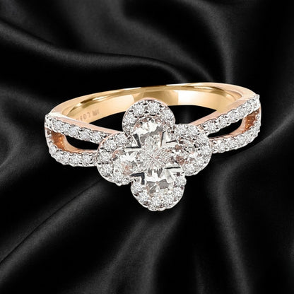 Four Petal Pie cut Lily Diamond Ring with 0.95 Carat Lab-Grown