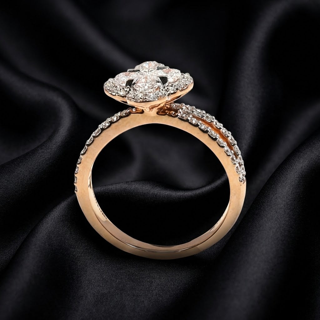 Four Petal Pie cut Lily Diamond Ring with 0.95 Carat Lab-Grown