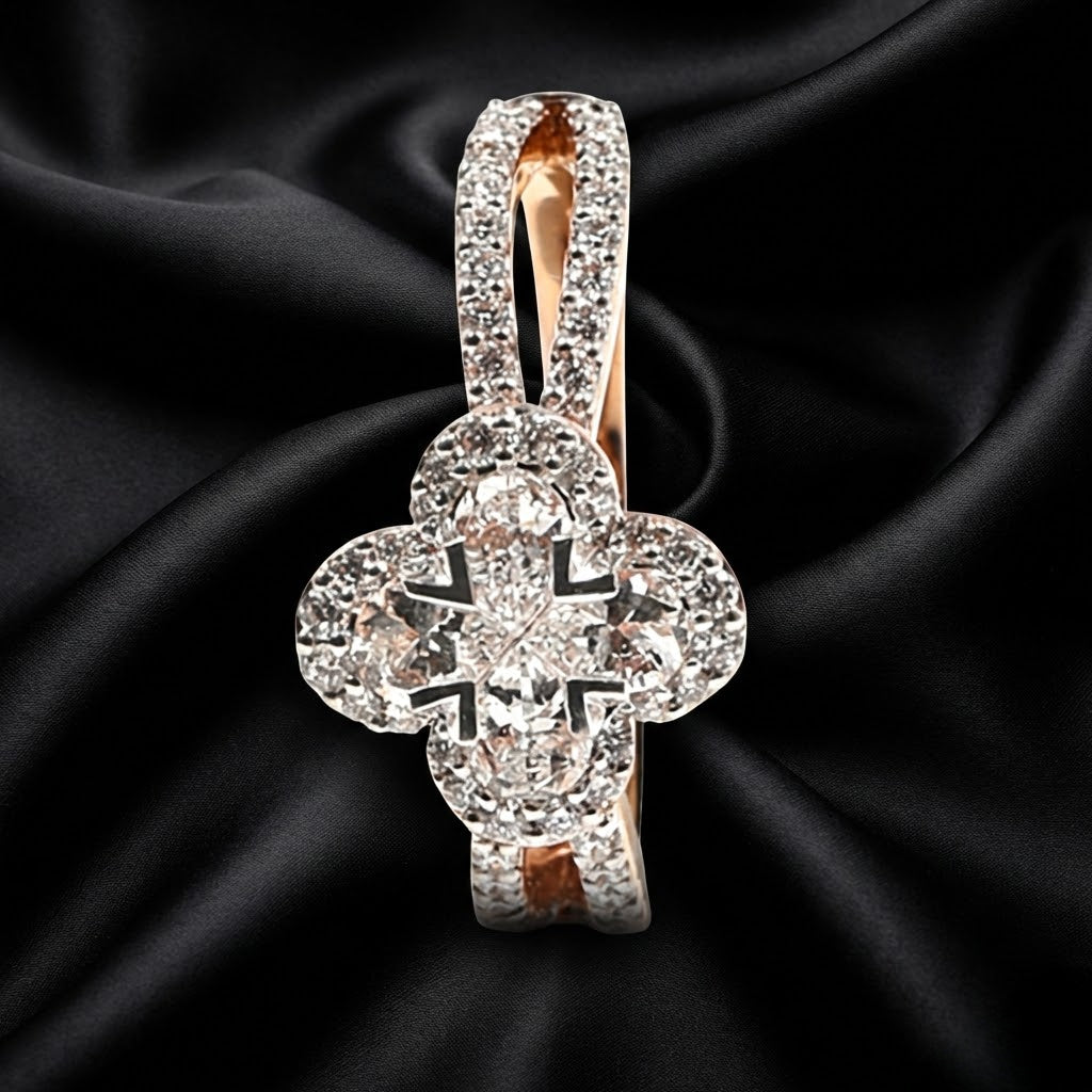 Four Petal Pie cut Lily Diamond Ring with 0.95 Carat Lab-Grown