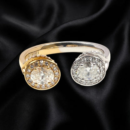 Dual-Tone Oval and Halo Diamond Lab-Grown Ring, 1 Carat