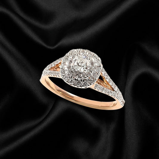 Double Halo Lab-Grown Diamond Ring with 0.69 Carat Total Diamond Weight