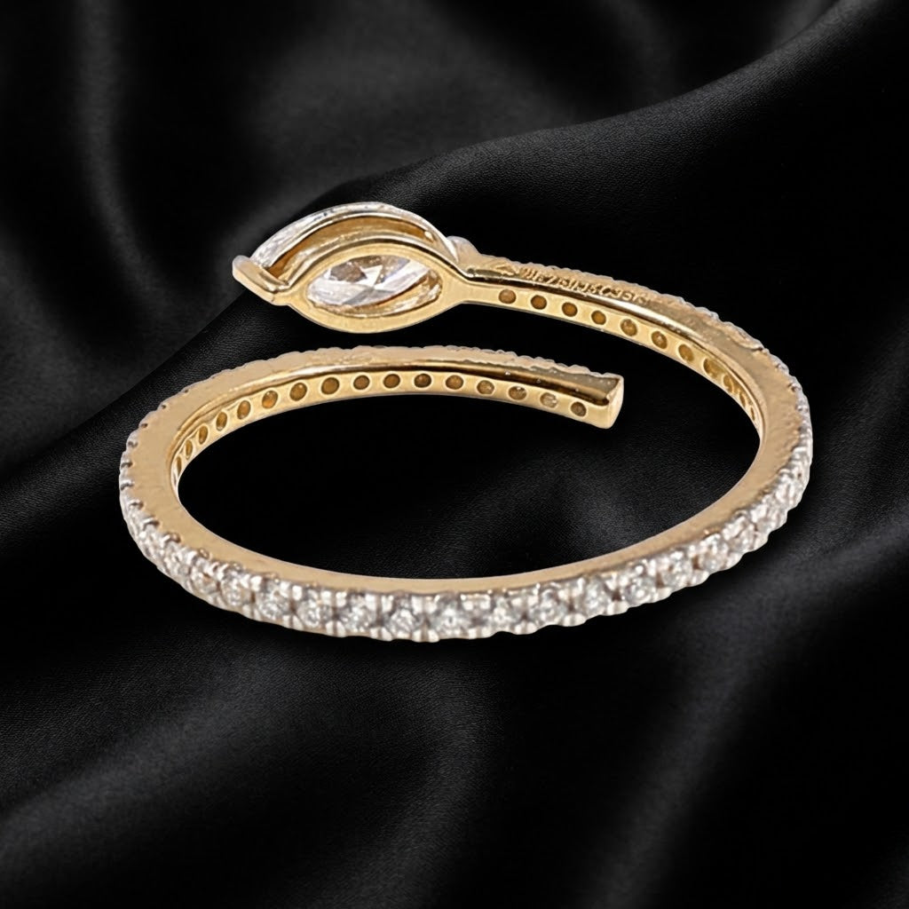 Open-Ended Marquise and Round Diamond Ring with 0.70 Carats Lab-Grown Diamonds