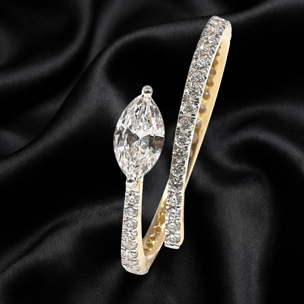 Open-Ended Marquise and Round Diamond Ring with 0.70 Carats Lab-Grown Diamonds