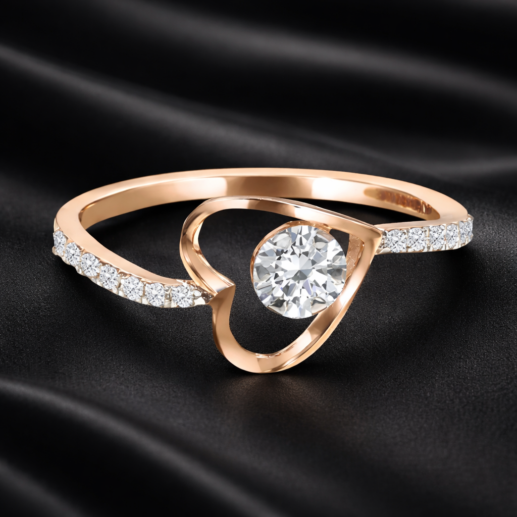 Heart-Shaped Lab-Grown Diamond Ring with 0.24 Carats of Round