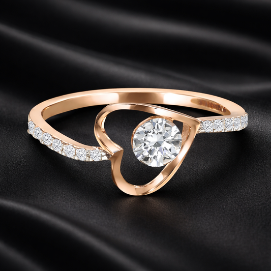 Heart-Shaped Lab-Grown Diamond Ring with 0.24 Carats of Round