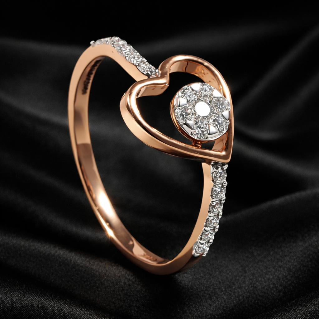 Heart-Shaped Lab-Grown Diamond Ring with 0.24 Carats of Round