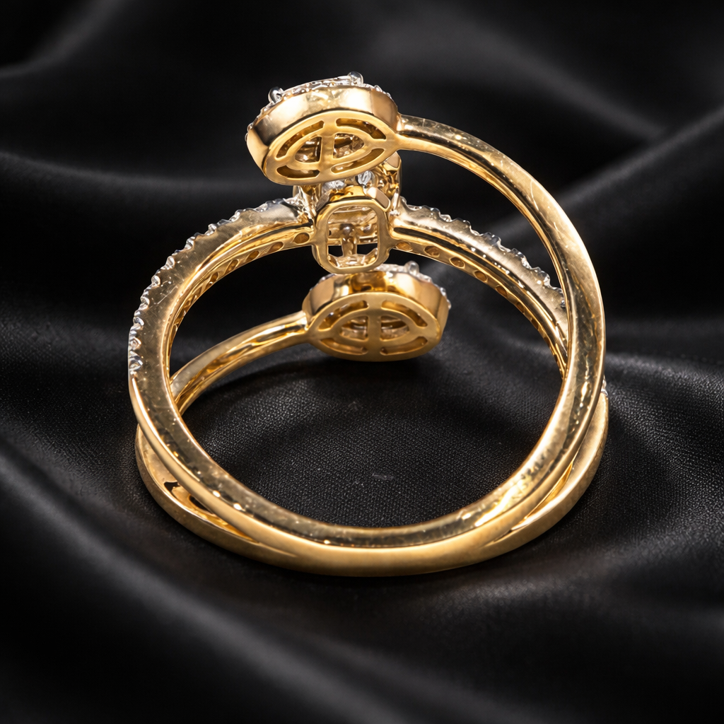 Emerald-Cut Lab-Grown Diamond Ring with Halo and Oval Diamond Tendril Details